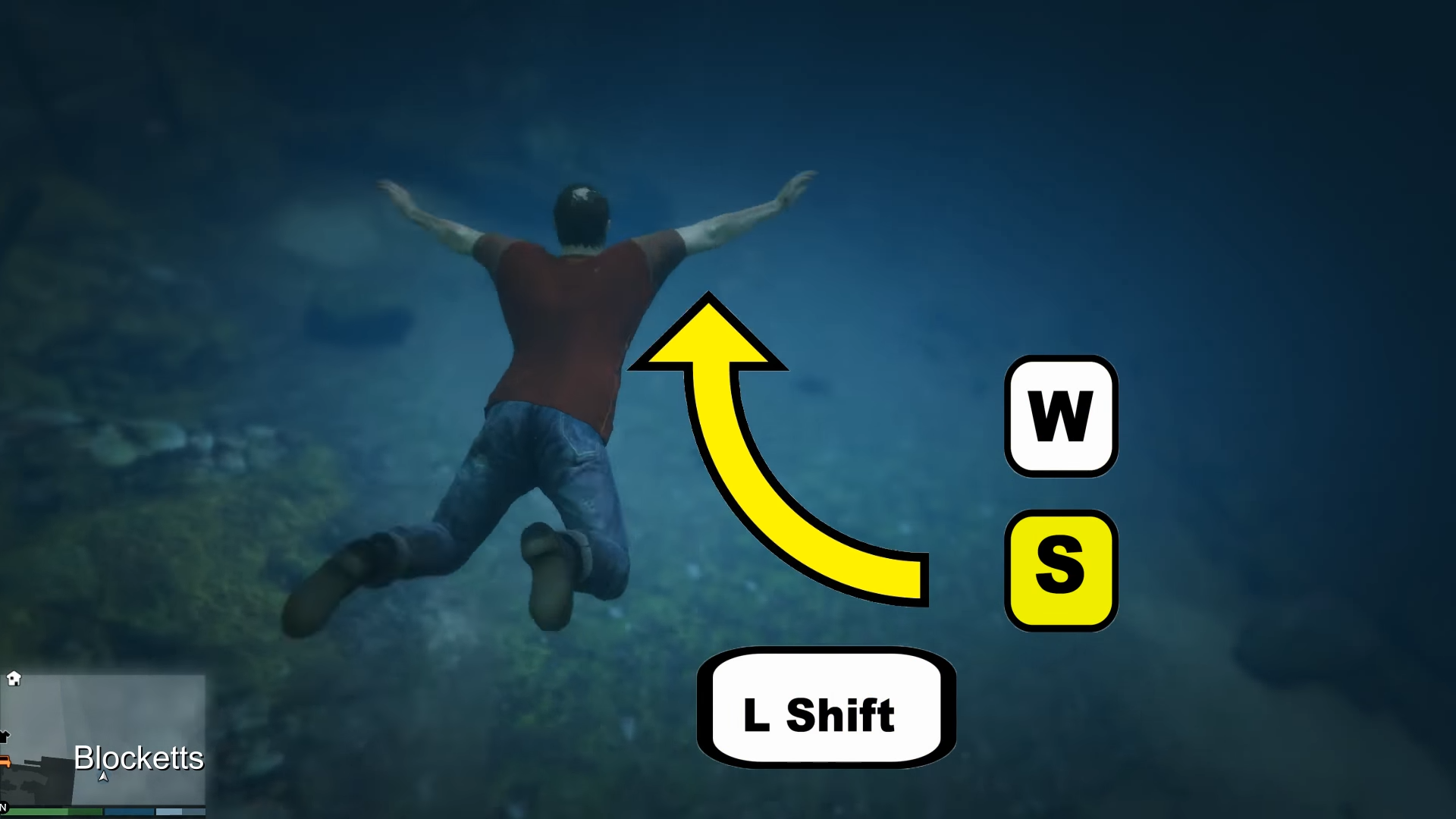 Picture showing a player is swimming forward with pace in How to swim in GTA 5 guide