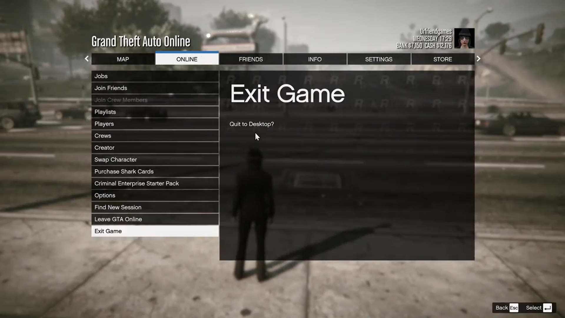 Ending the game using the settings to save game, or end session.