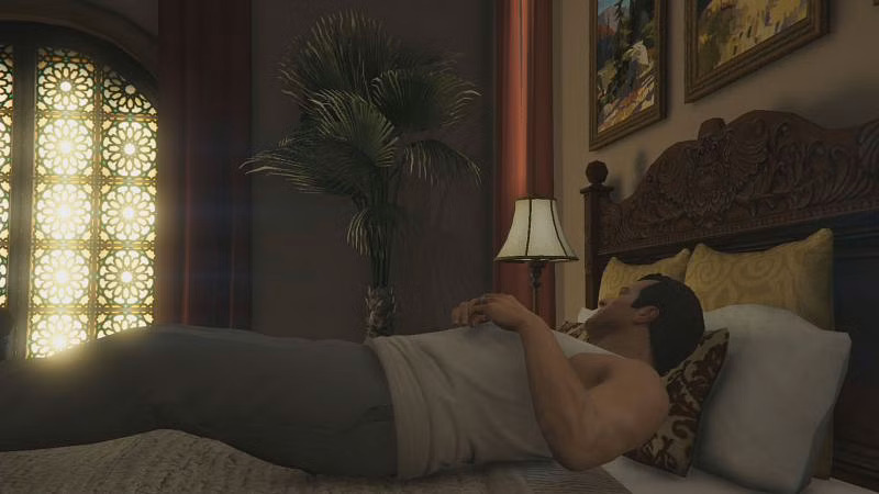 Michael Sleeping In his house in Rockford Hills