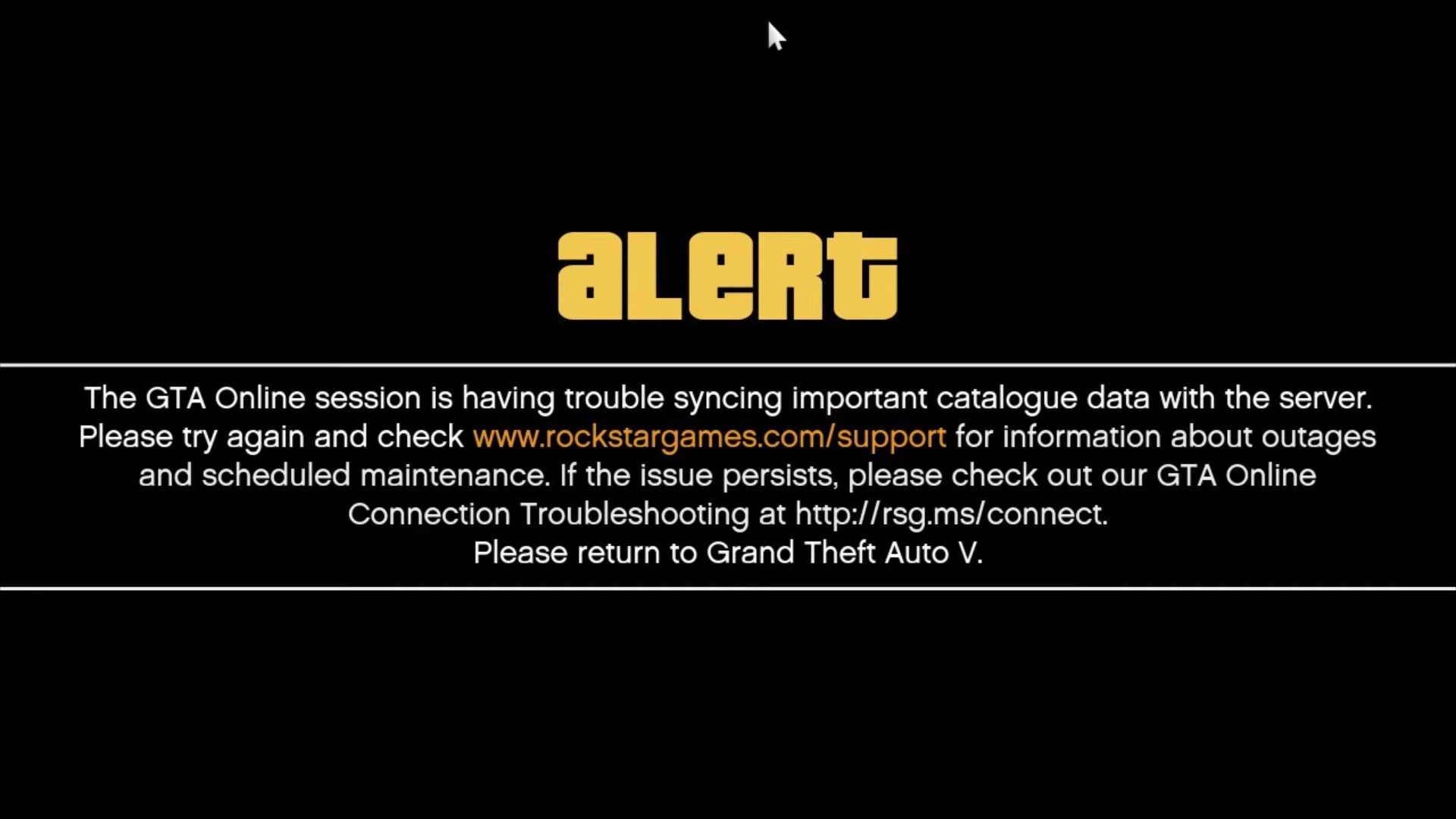 The GTA Online session is having trouble syncing error screen gta 5