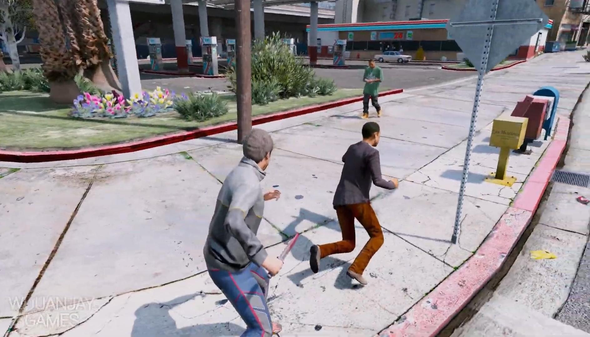 opponent using melee weapon against glitch fight in GTA 5