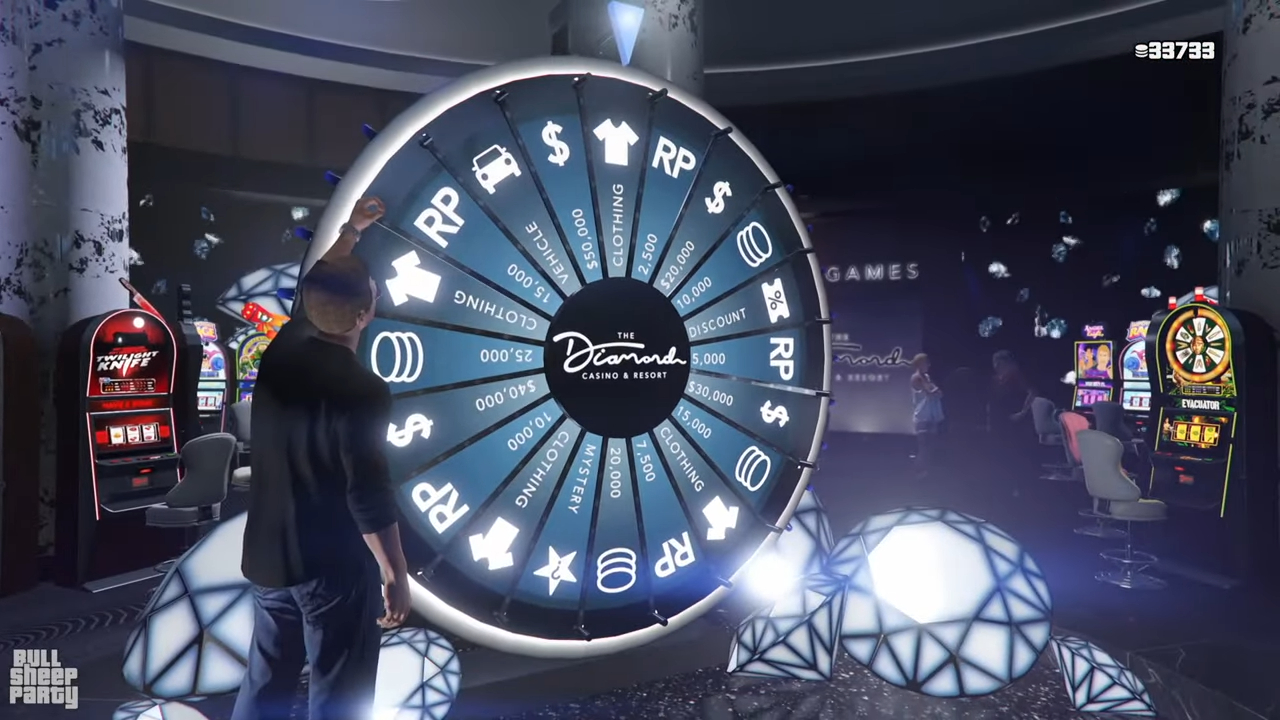 A Player Spinning The Lucky Wheel at Diamond Casino in GTA Online