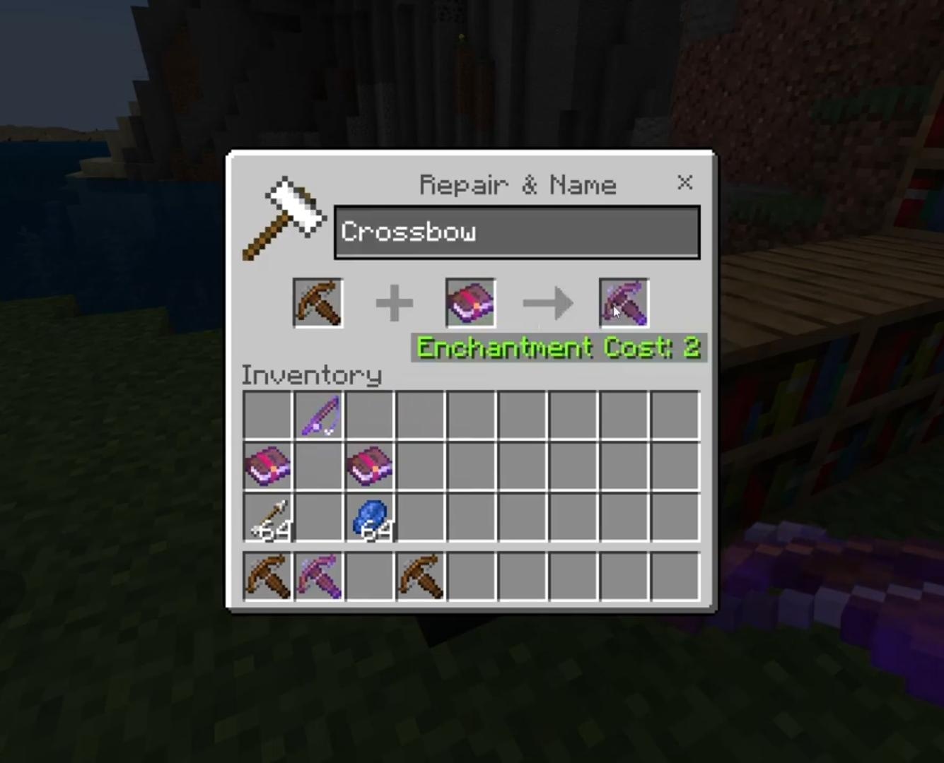 Using anvil to create quick charge enchantment in Minecraft