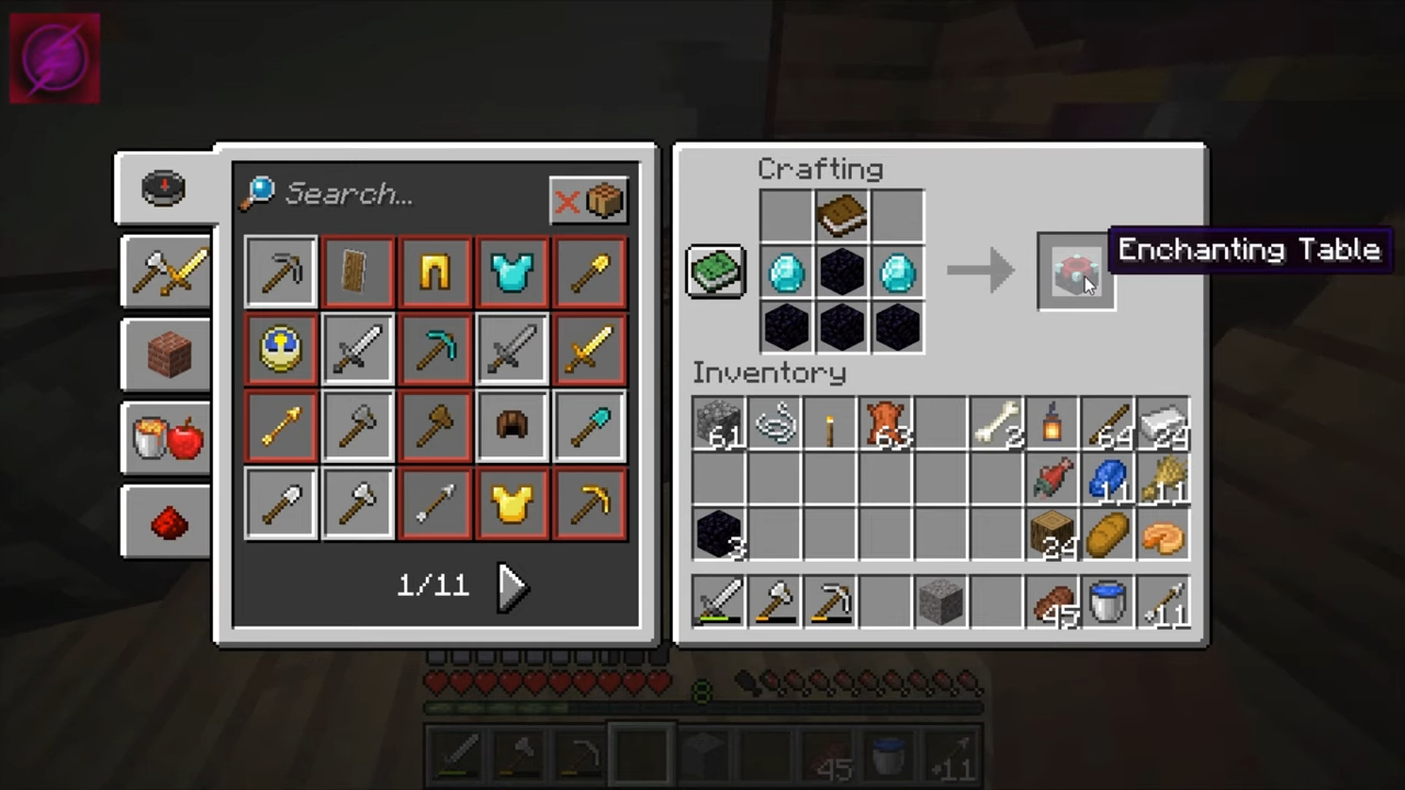 Crafting an Enchantment Table in Minecraft