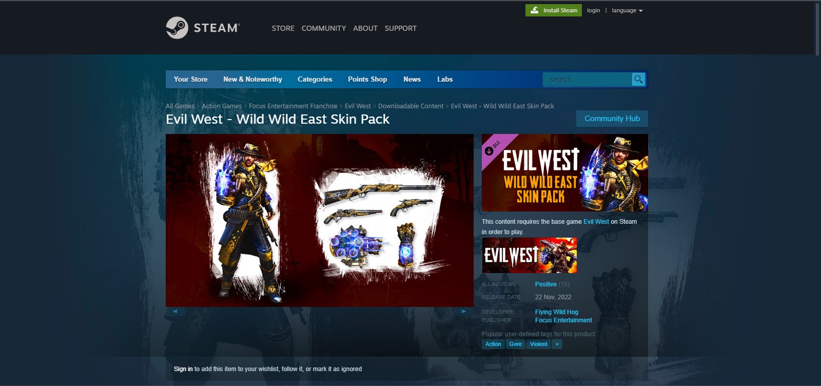 Evil West - Wild Wild Skin Pack Available on Steam