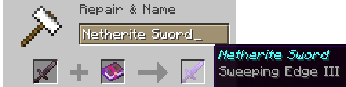 Enchanting Netherite sword with sweeping edge III