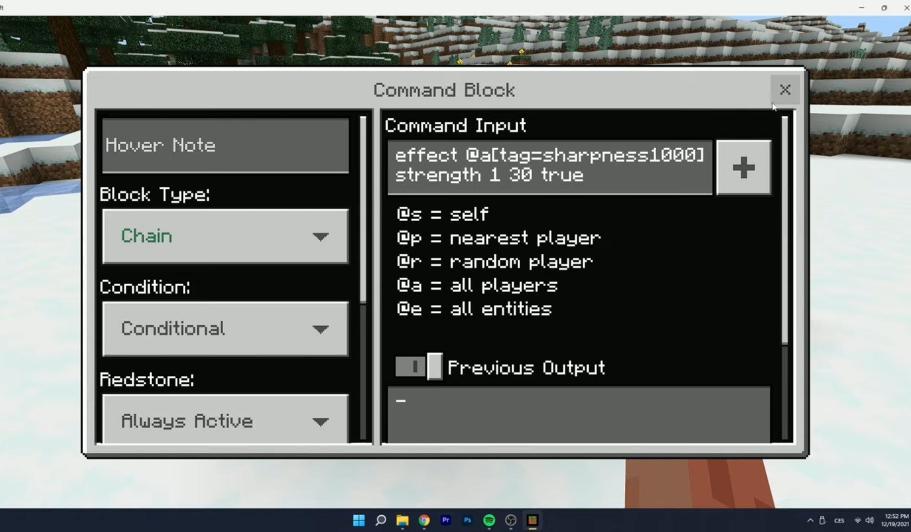 Sharpness level 1000 command in Minecraft