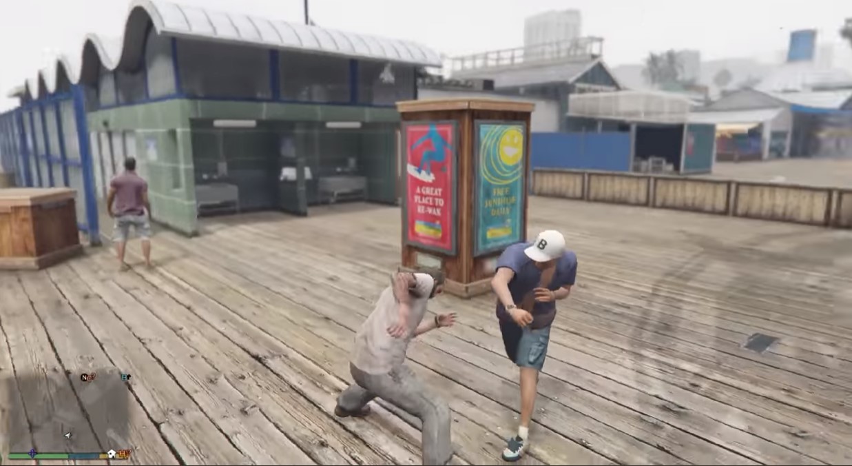 Person dodging a punch in GTA 5 from an NPC.