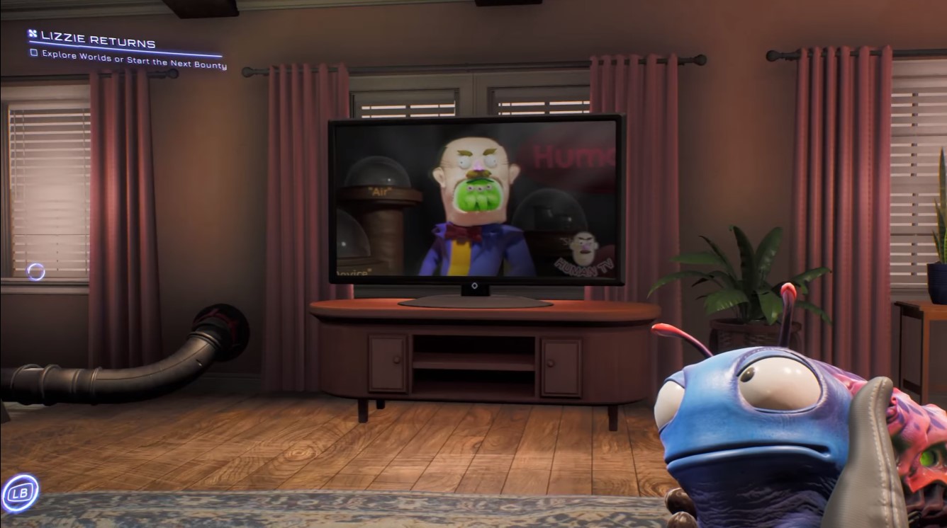 Human TV playing on the TV before playing tammy and the T-Rex in High on Life