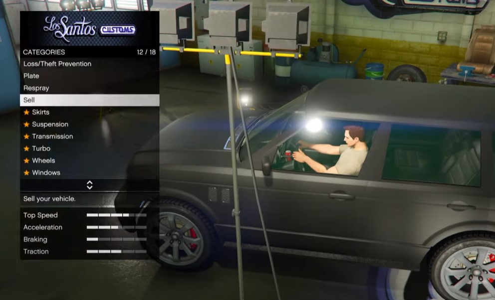 In Los santos customs selling cars