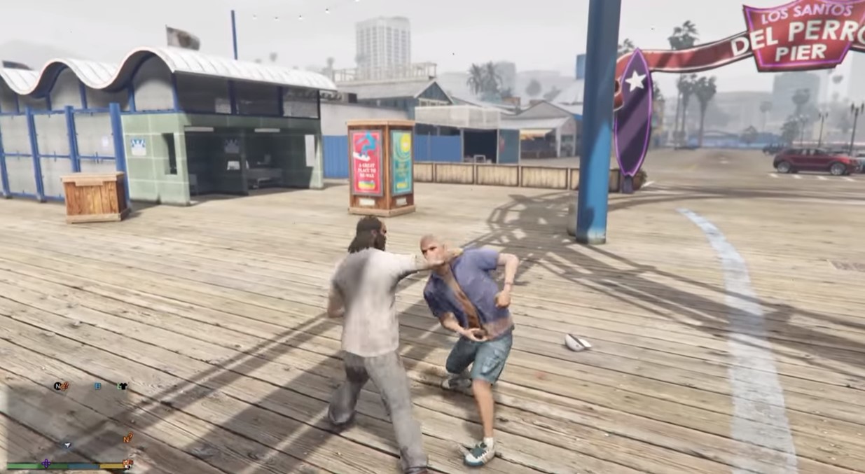 Man punching back at enemy in GTA 5