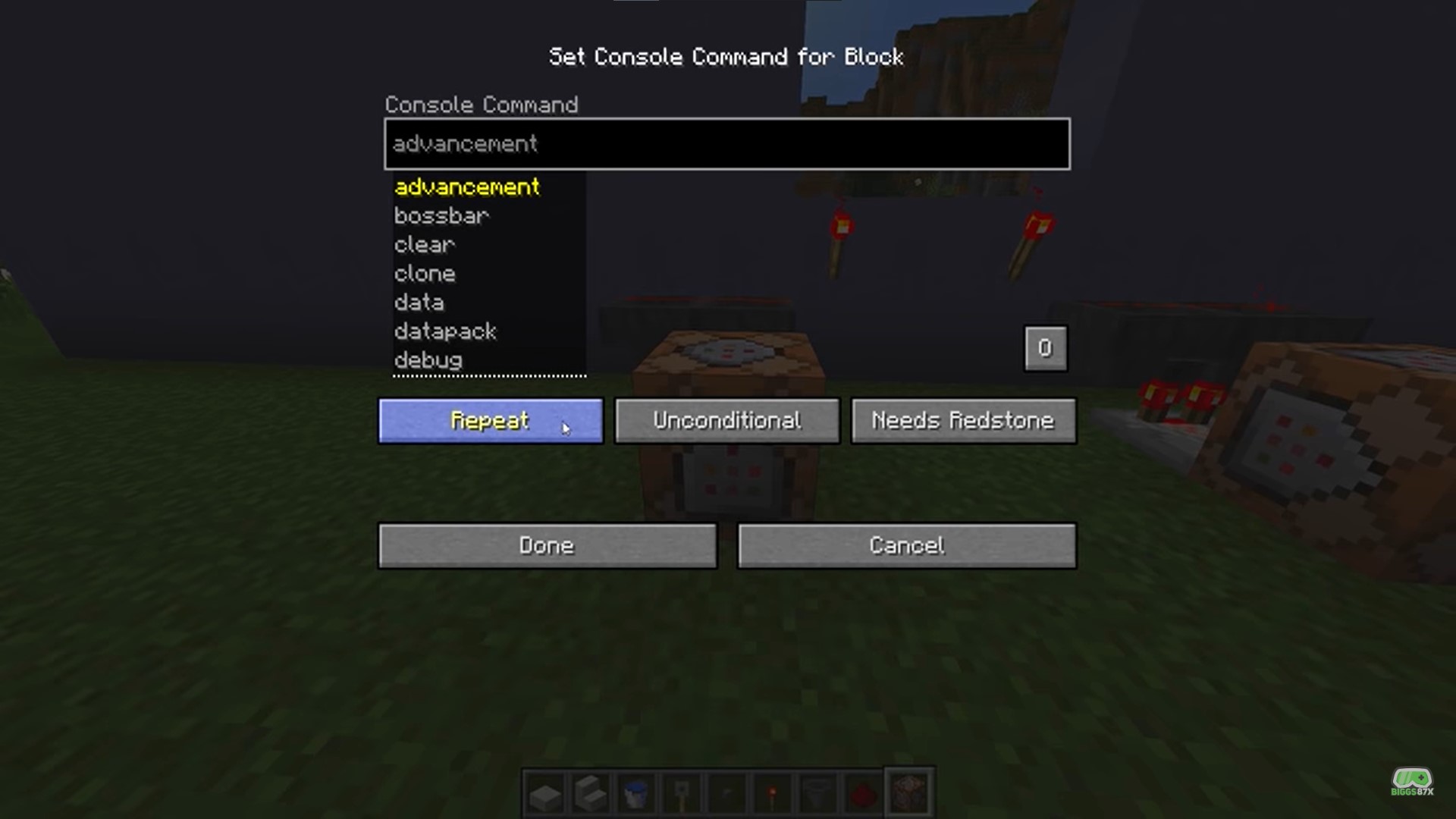 command block options in minecraft