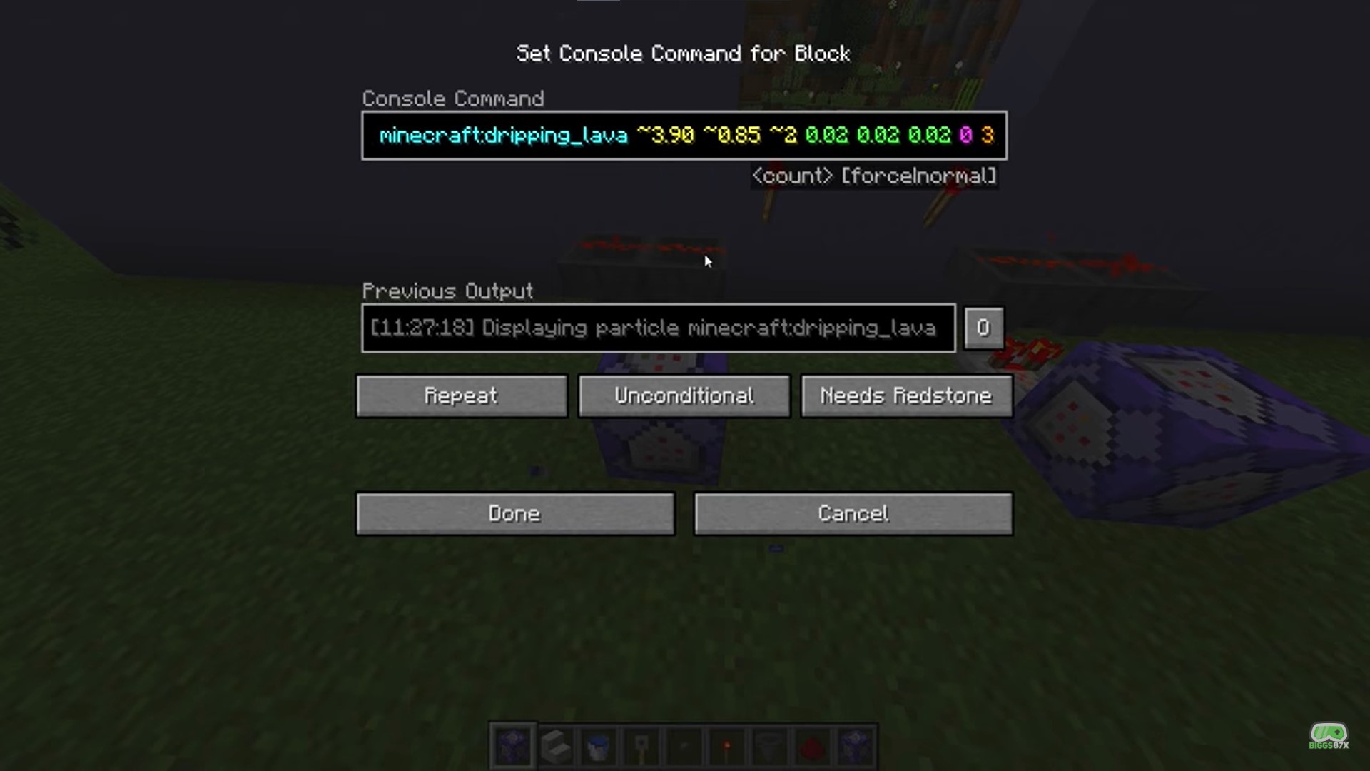 type code in command block