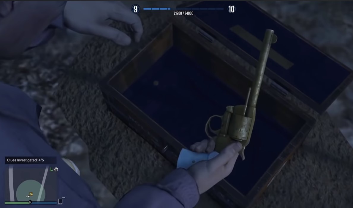 Golden revolver which is received after completing one of the treasure hunts