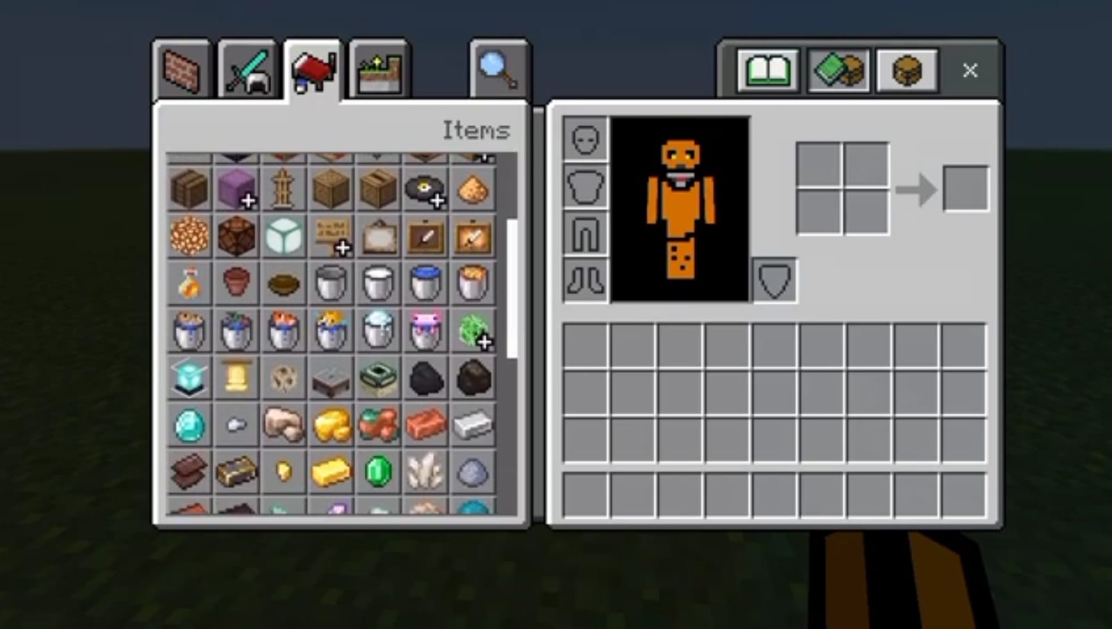 Ore generator recipe book in Minecraft