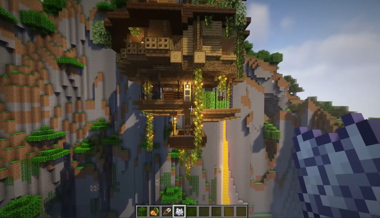 Cliff Jungle House in Minecraft Jungle Biome