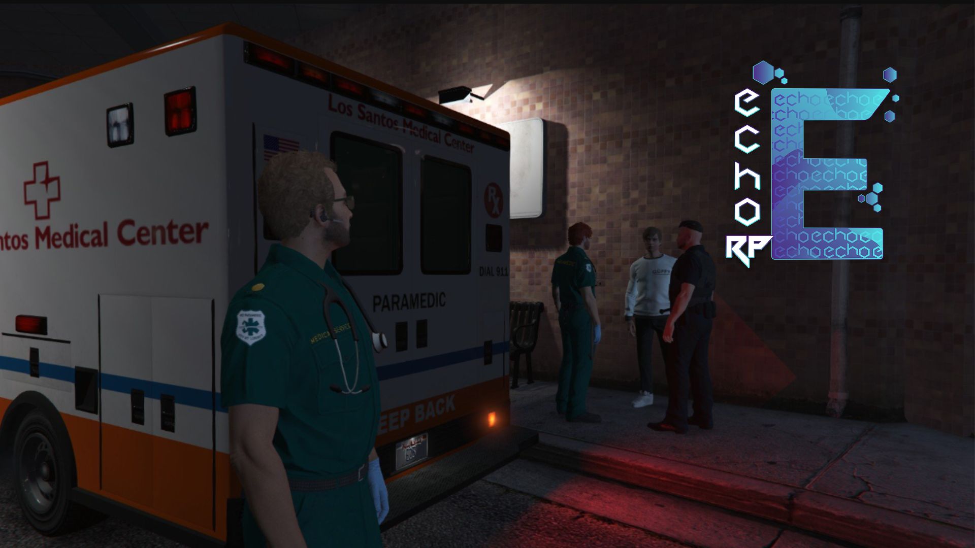 EMS standing with Echo RP logo. Echo RP is FiveM server.