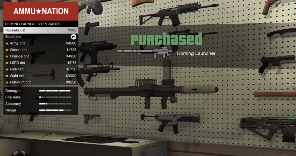 Homing missile in Ammo-nation store is one of the best things to buy in GTA 5 Online