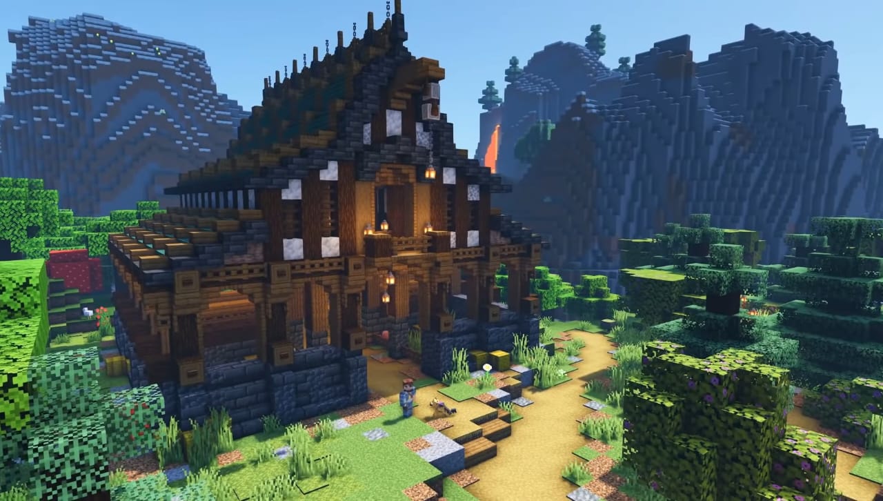 Huge Rustic stable by a Minecraft player