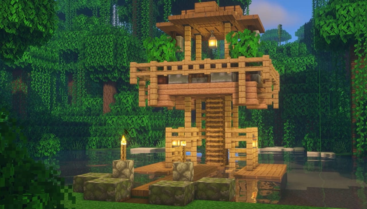 Lake Jungle Base made by a player in Minecraft