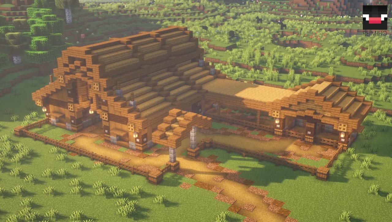 Llama barn and stables made by a player 