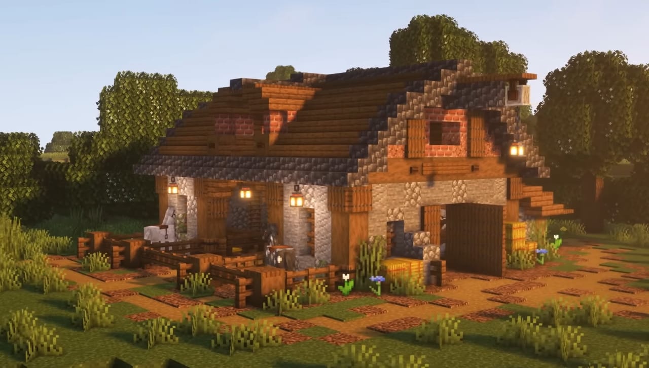 Minecraft Barn with chicken farm