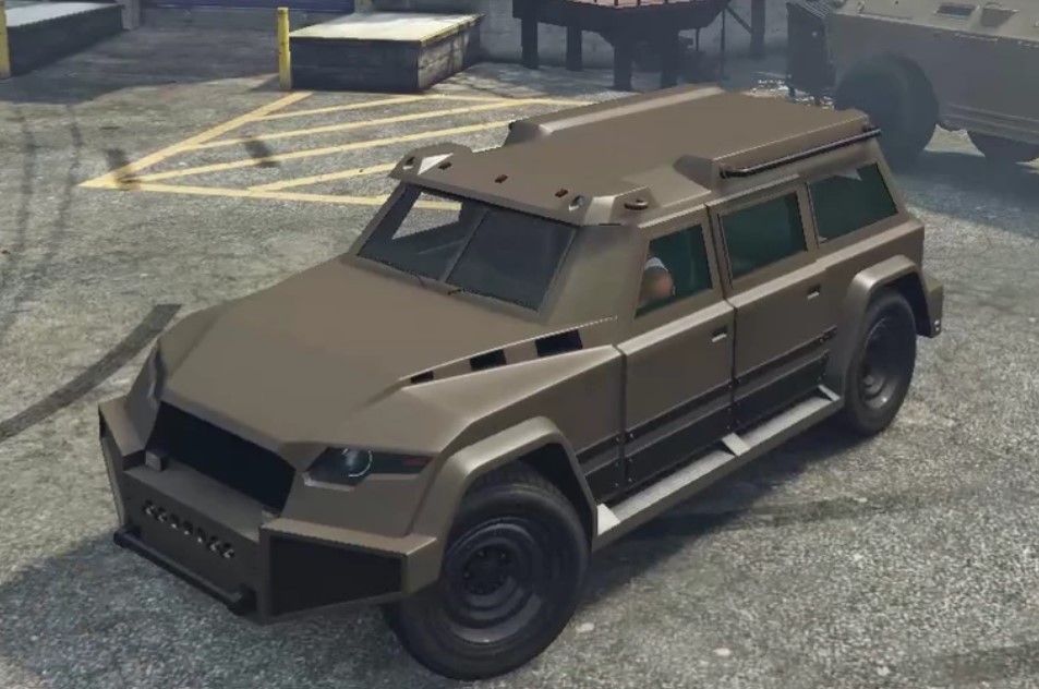 Nightshark is the best weaponized vehicle in the game. It is huge and an SUV/truck shaped.