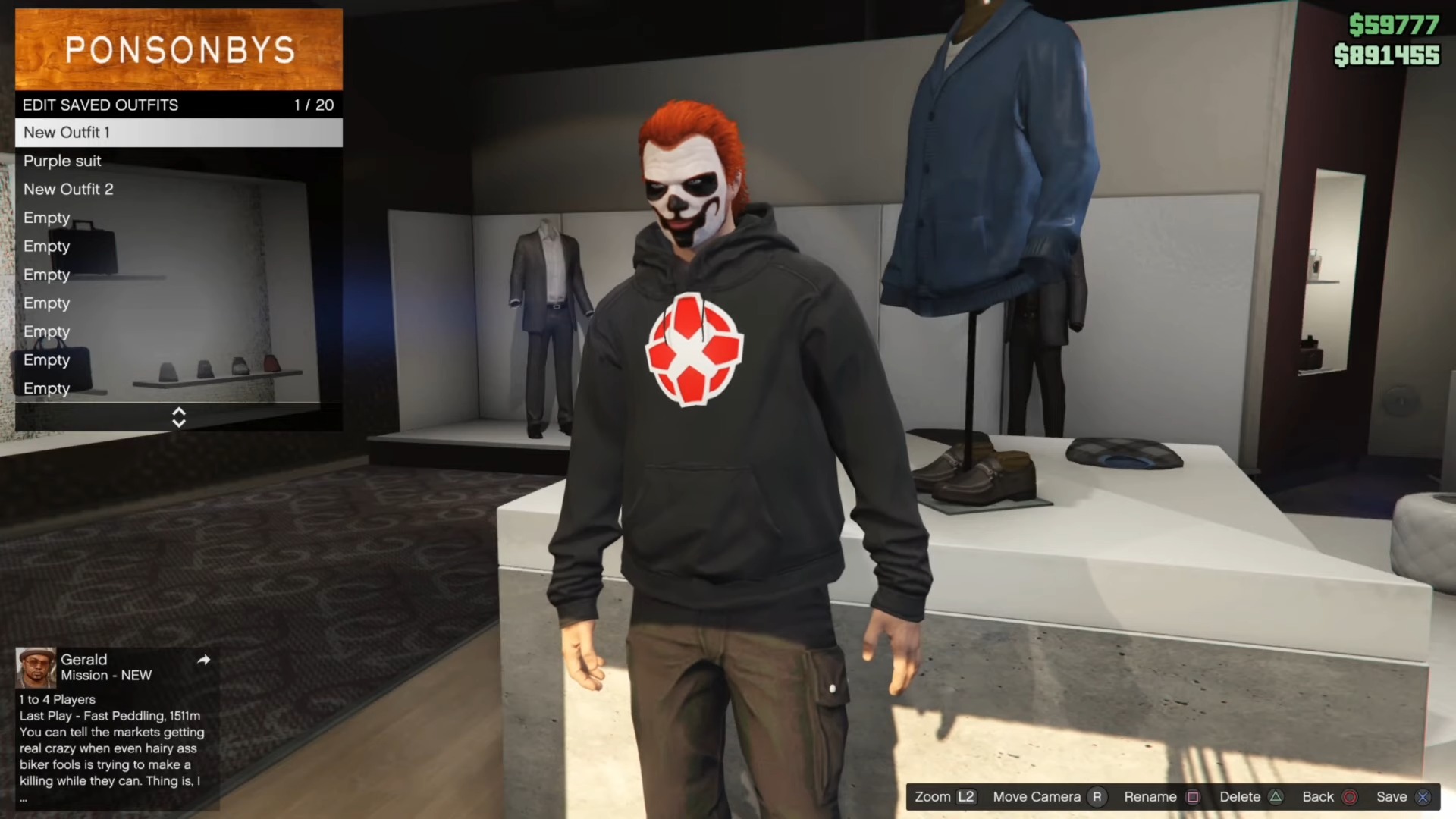 saving outfits in gta 5 at Ponsonbys