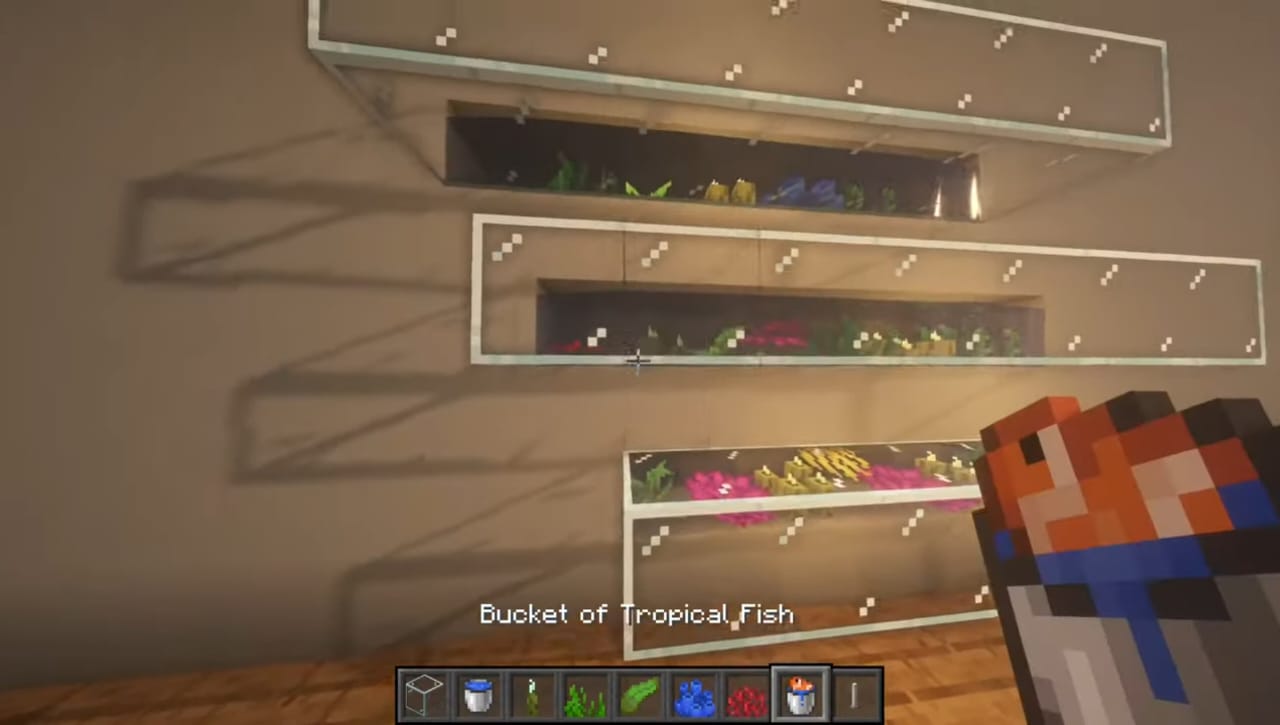 Shelf fish tank in Minecraft