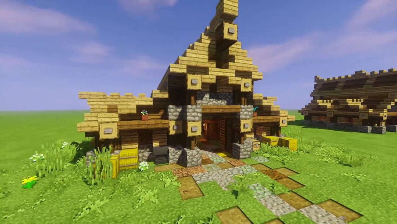 A farmhouse in Minecraft