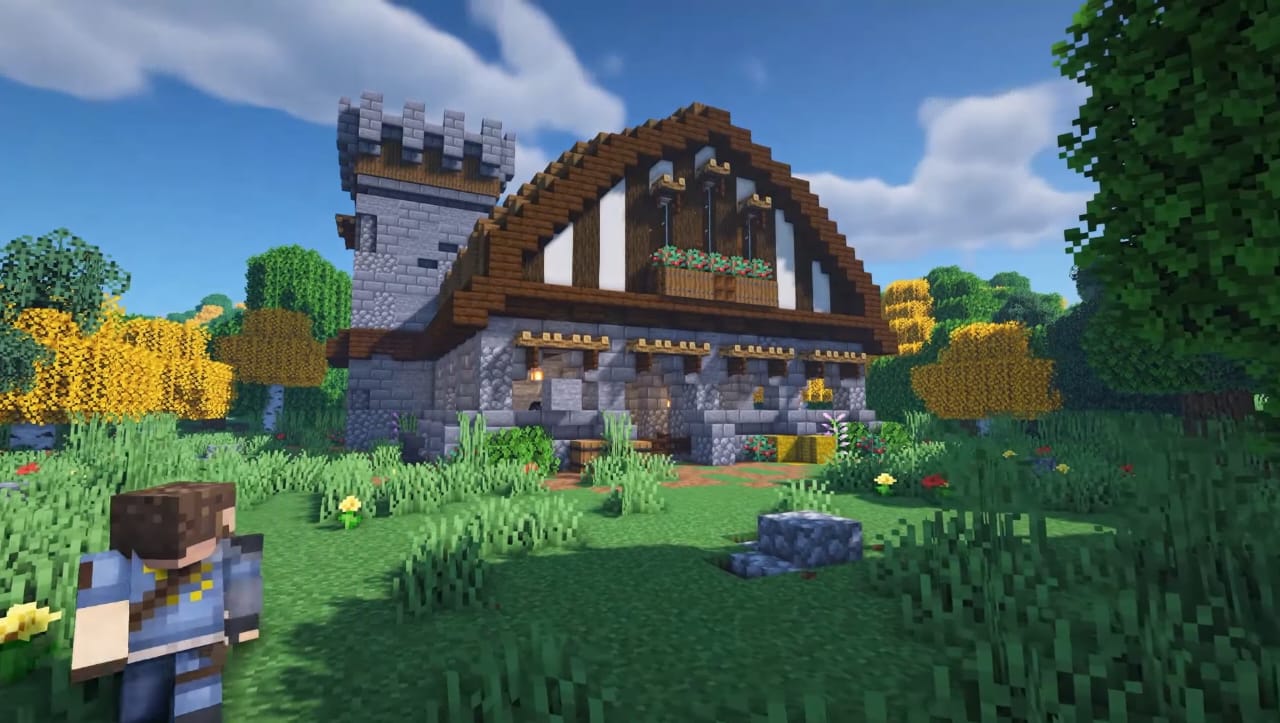 Stone barn in Minecraft