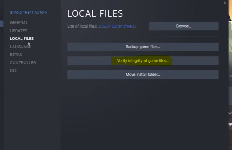 Verifying corrupted or missing files on Steam