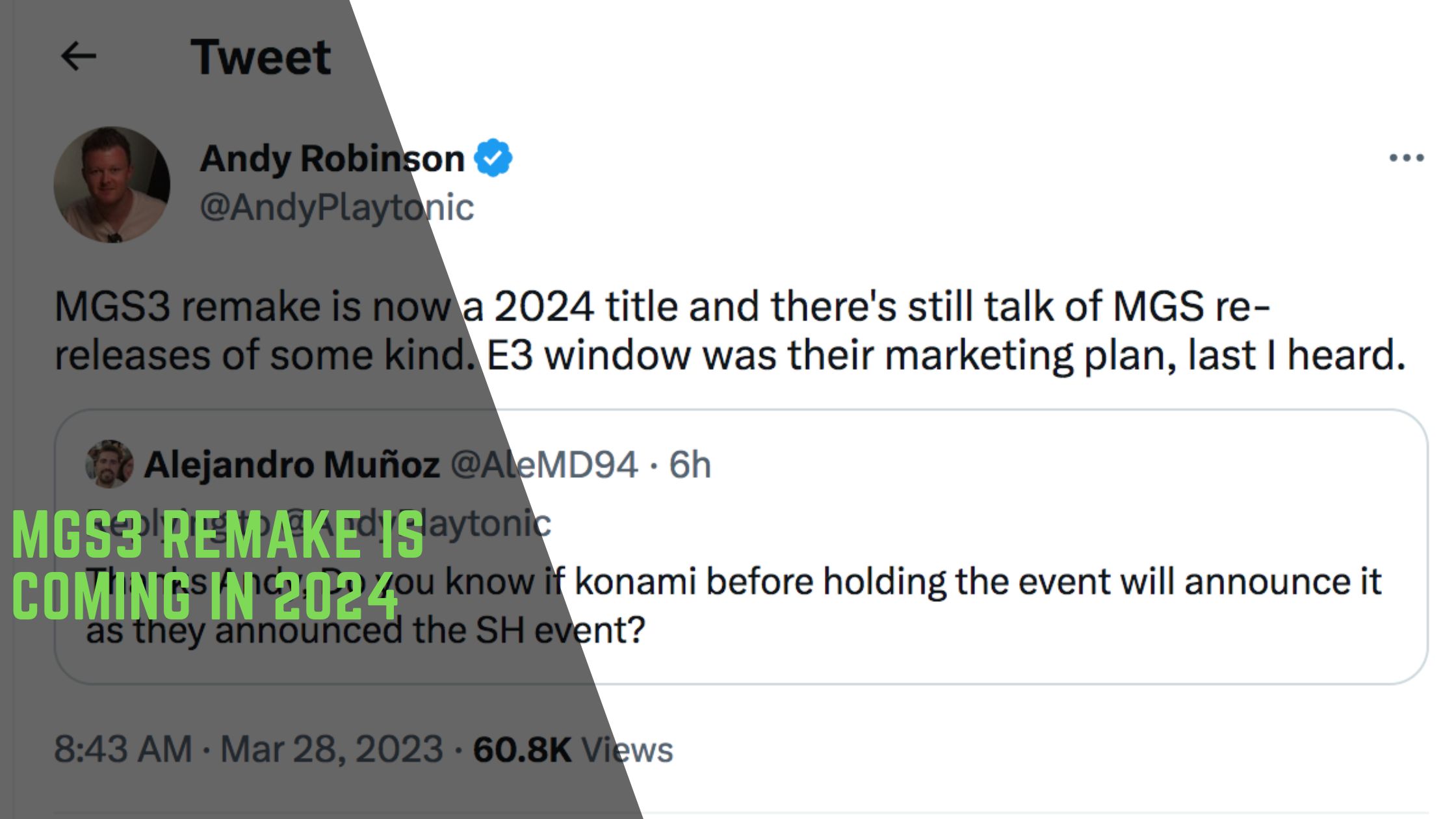 MGS3 Remake Is Coming In 2024 Gamesual