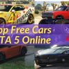 4 different free cars show, with title of Top free cars in gta 5 online