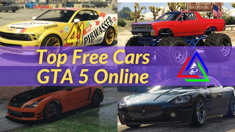 4 different free cars show, with title of Top free cars in gta 5 online