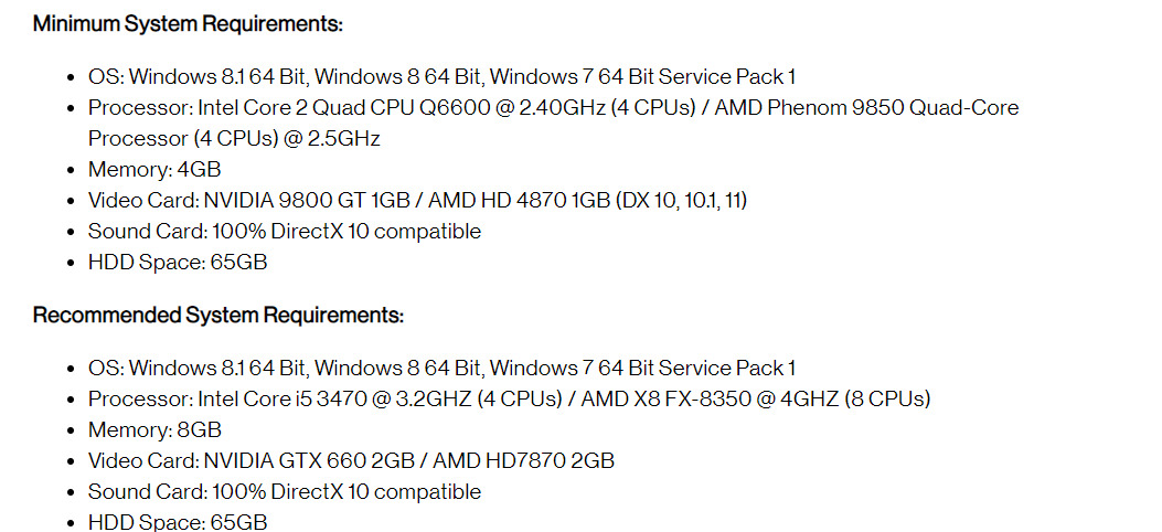 System Requirements for GTA V