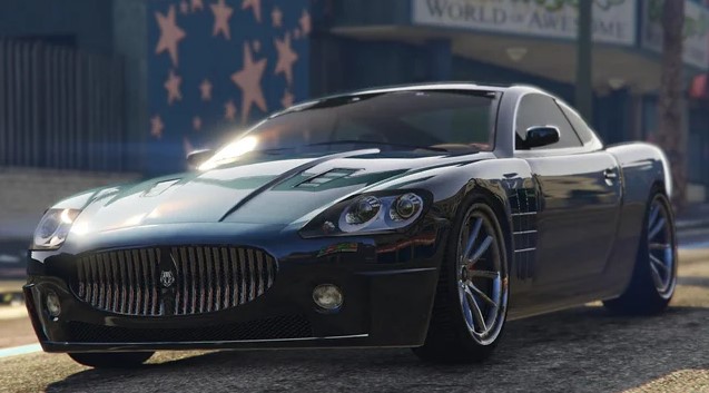 Ocelot F620 black colored with reflection on mirror. Free car in GTA 5 Online