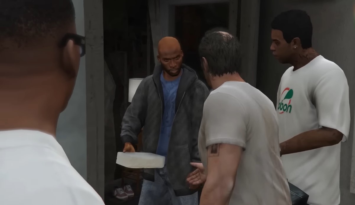 trevor, franklin and lamar buying cocain from ballas gang member