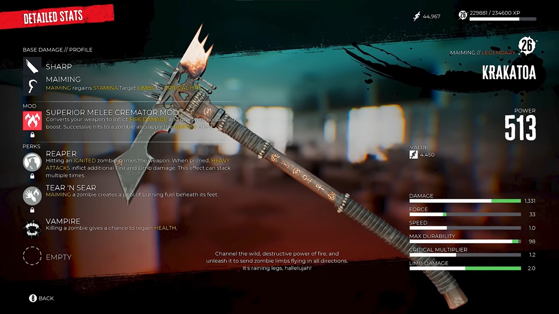 Krakatoa legendary weapon Dead Island 2