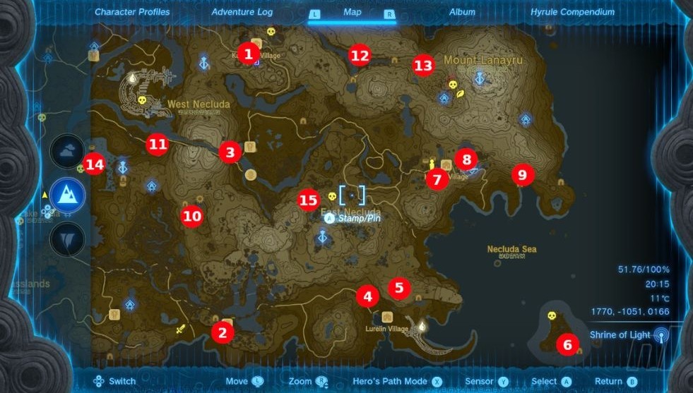 Sitemap for Tears of Kingdom Shrines