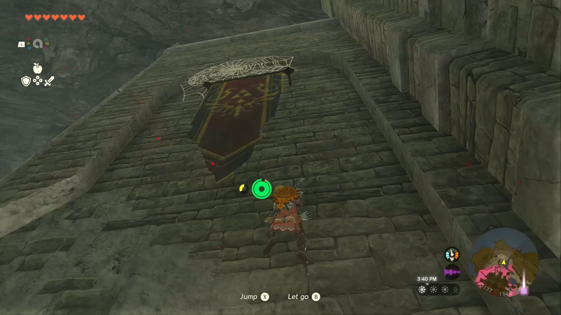 using the wall to reach up to hylian shield chest