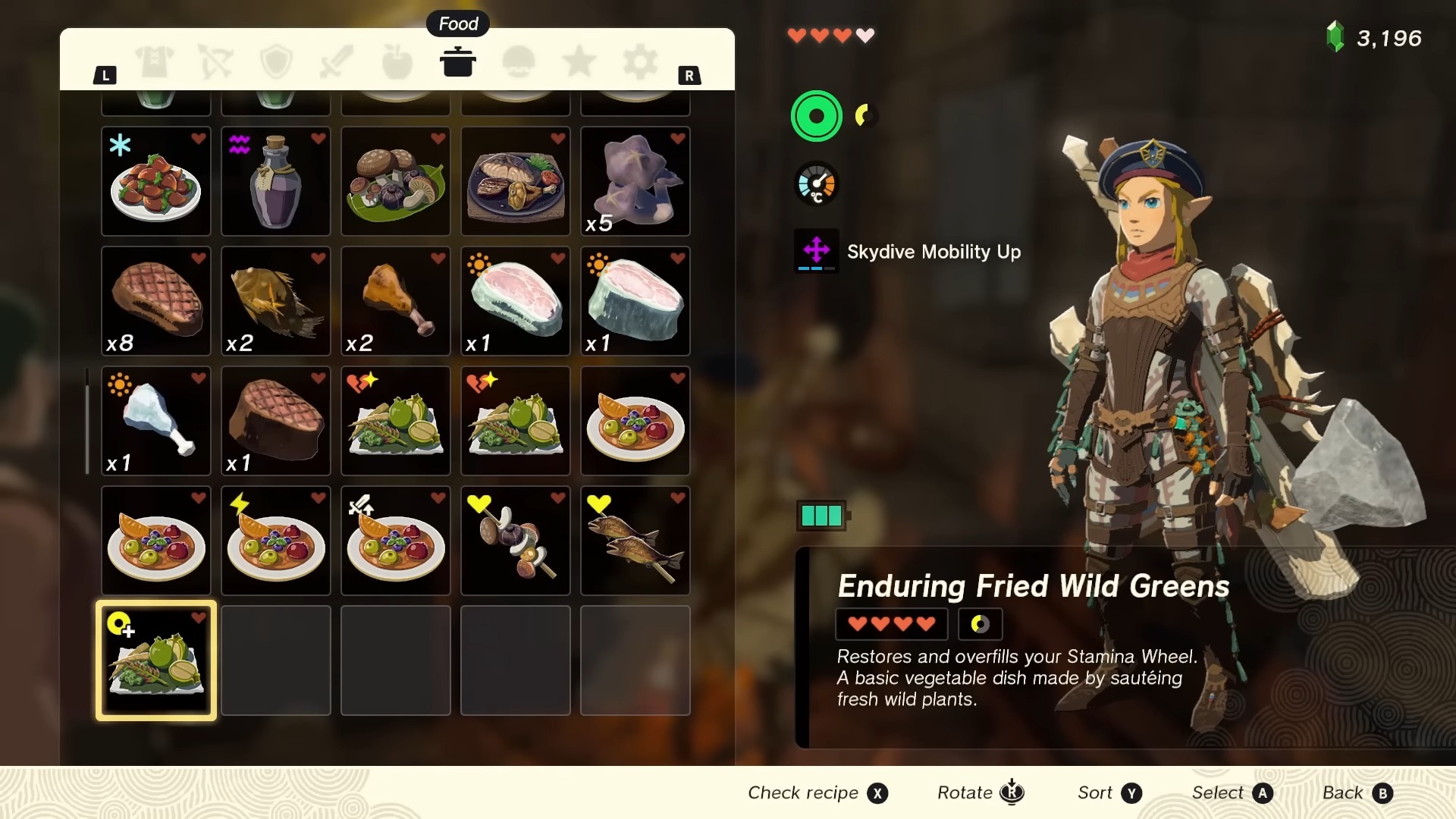 enduring fried wild greens legend of zelda tears of the kingdom best recipes