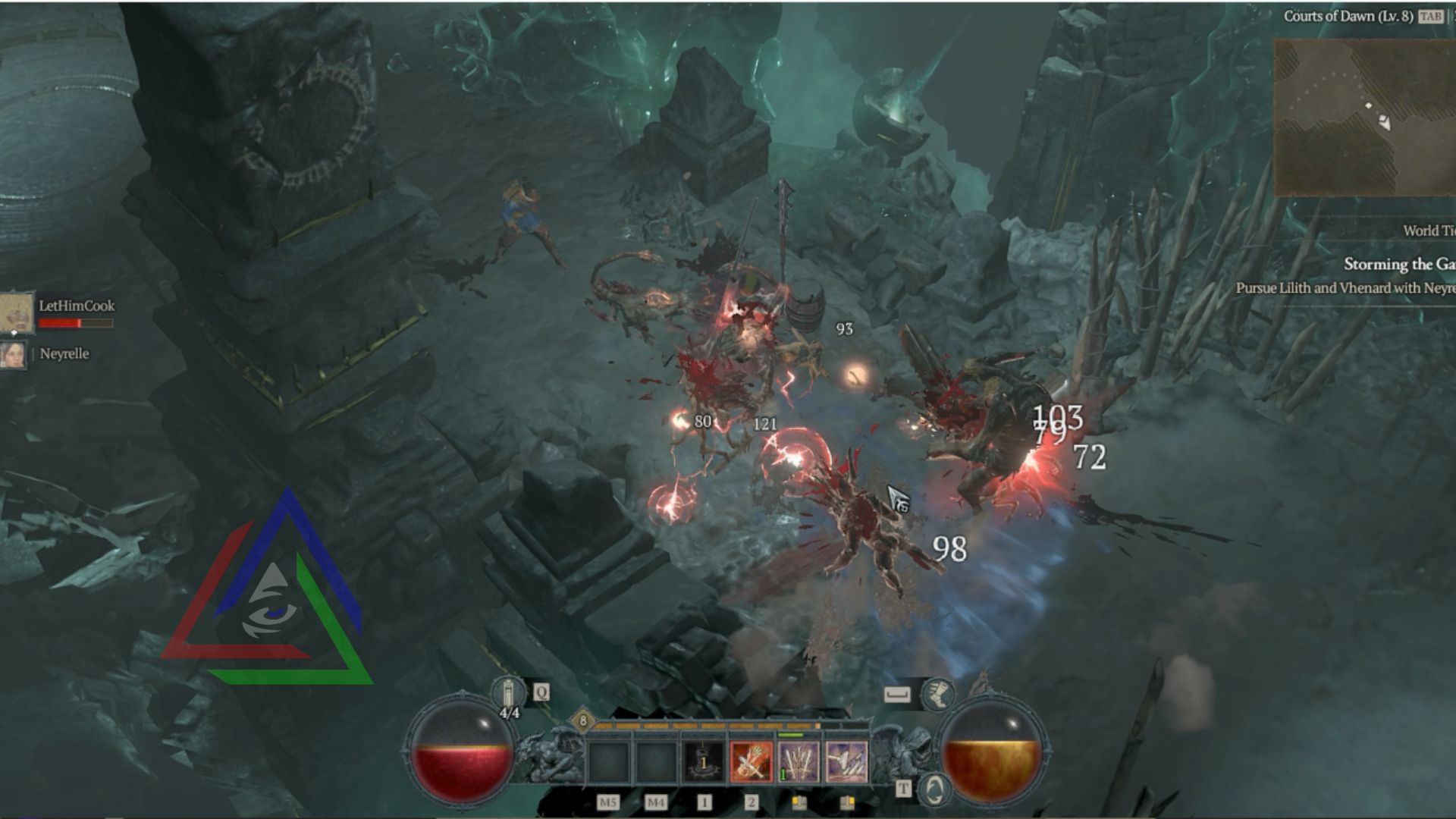 Slamming on ground and pushing shockwave infront to kill enemies. As best tank build in diablo 4