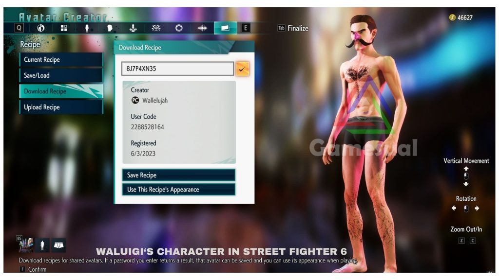 Street Fighter 6 Recipe creation of Waluigi.