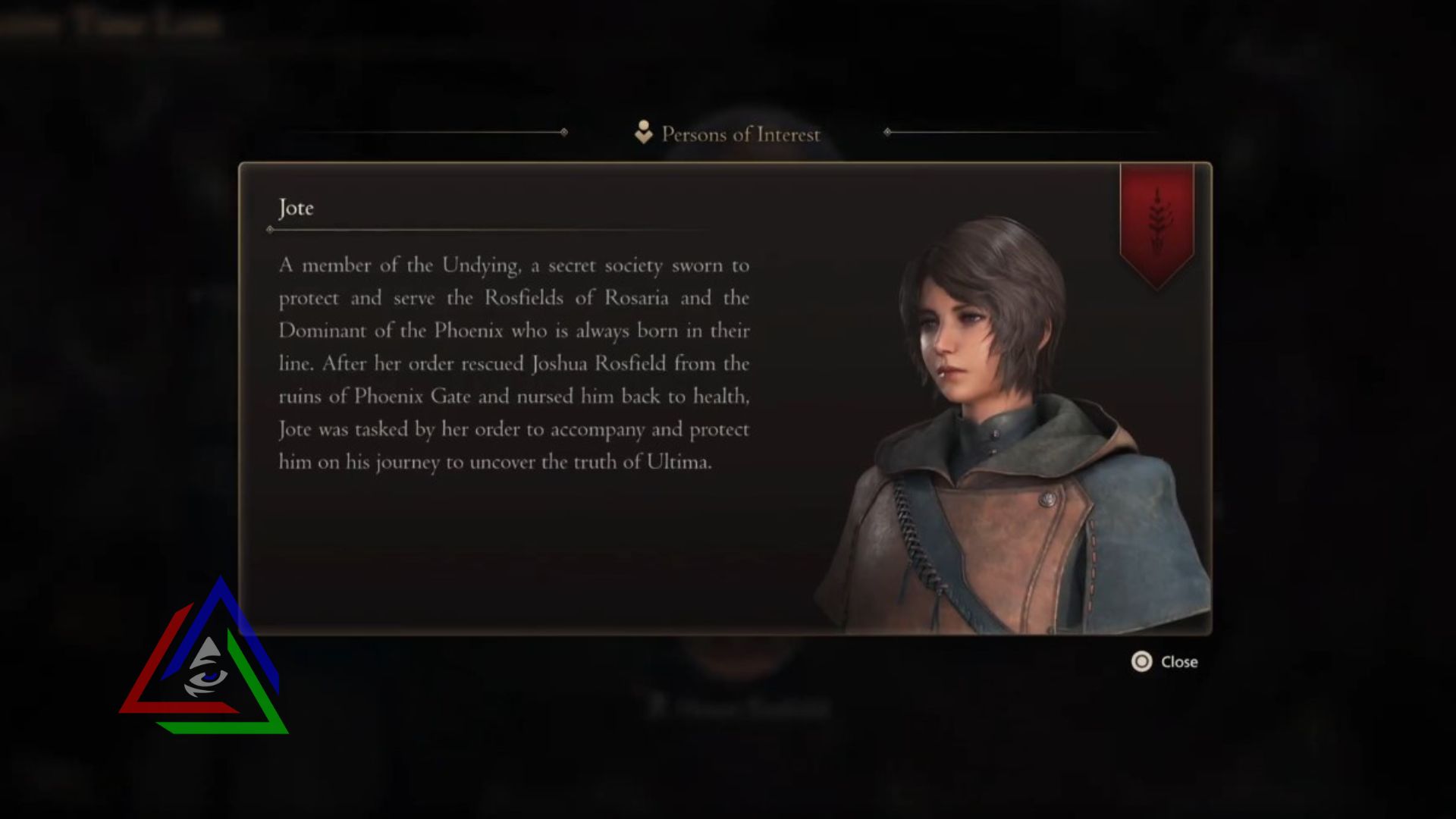 Active time lore feature showing Jote's description