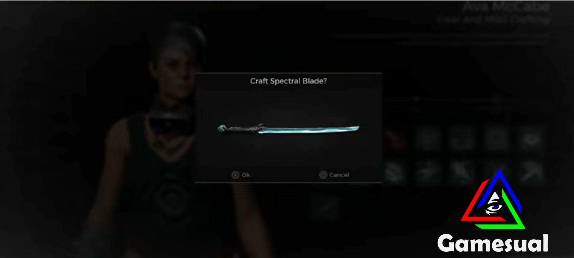 The image shows a dialogue asking for confirmation to craft spectral blade or not.