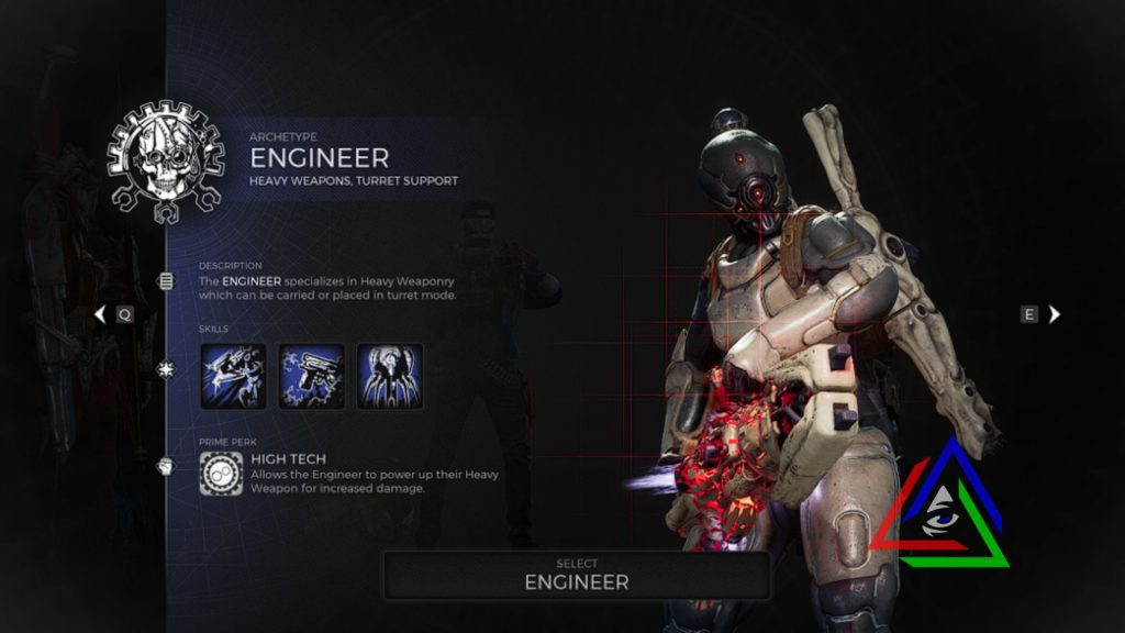 Engineering class in remnant 2 for build with attributes showing