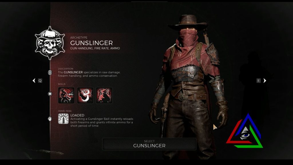 Gunslinger class in remnant 2 (for DPS build) with attributes showing