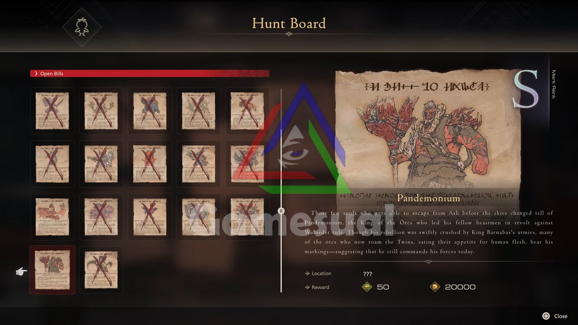 Pandemonium hunt board