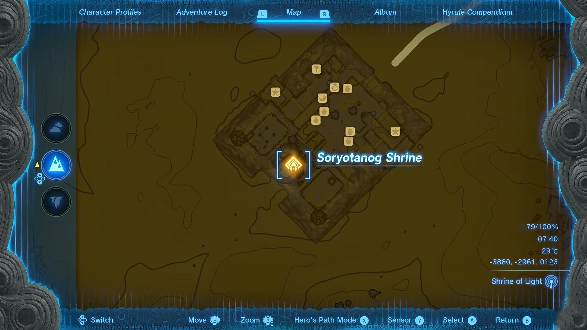 This image shows exact location of Soryotanog Shrine in Zelda: Tears of the Kingdom.